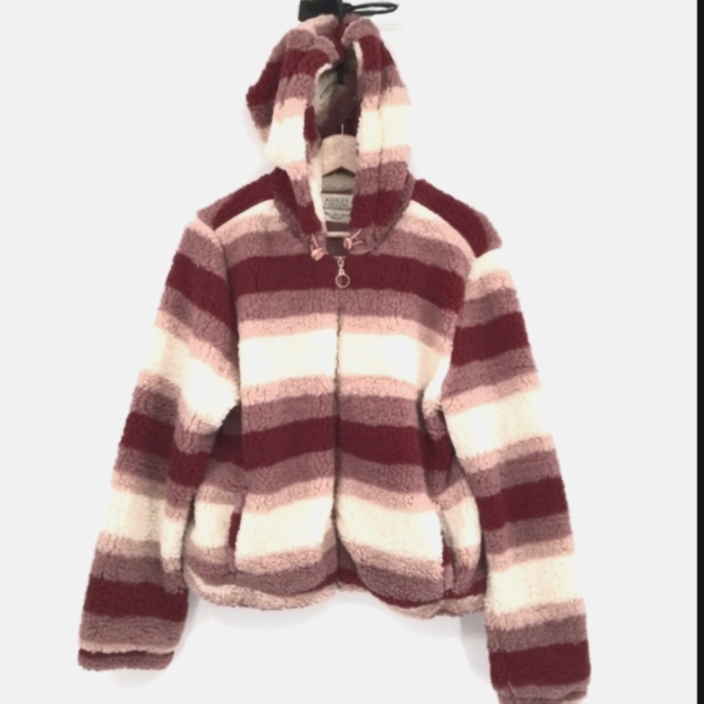 Ashley by international outerwear size large teddy fleece-striped